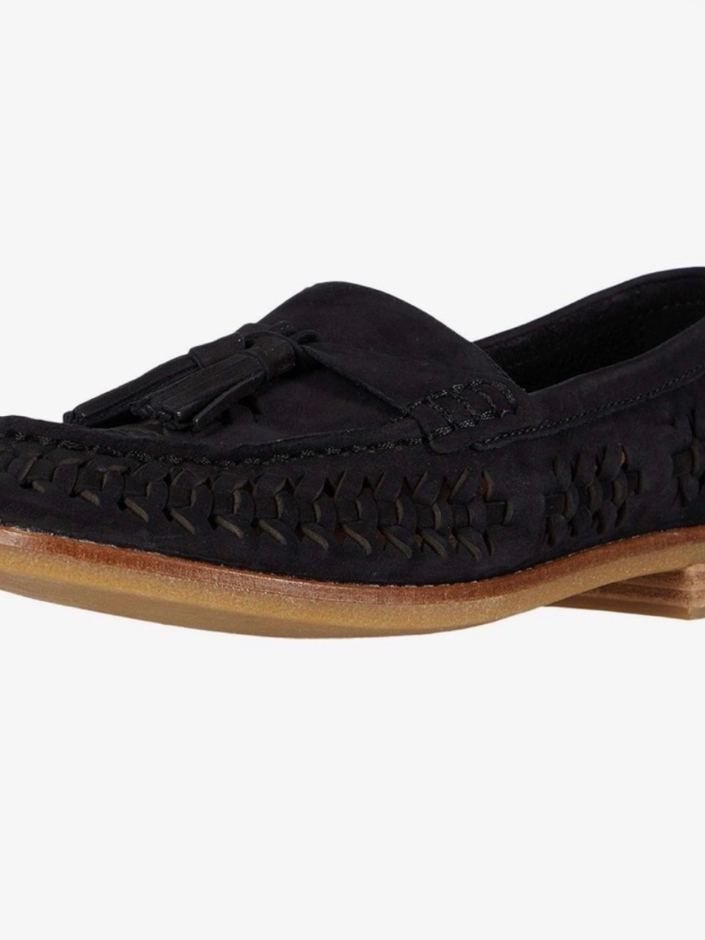 Sperry Black Suede Braided Tassel Loafers